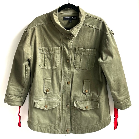 Veronica Beard Paulette Belted Jacket Olive Green Abbreviated Sleeves Small - Picture 3 of 17